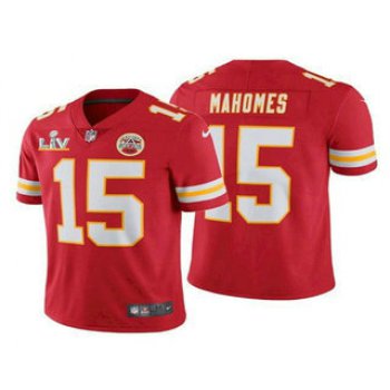 Men's Kansas City Chiefs #15 Patrick Mahomes Red 2021 Super Bowl LV Vapor Untouchable Stitched Nike Limited NFL Jersey