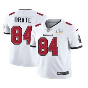 Men's Tampa Bay Buccaneers #84 Cameron Brate White 2021 Super Bowl LV Limited Stitched NFL Jersey