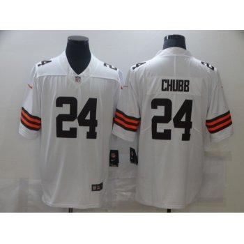 Nike Browns 24 Nick Chubb White 2020 New Vapor Untouchable Limited Jersey