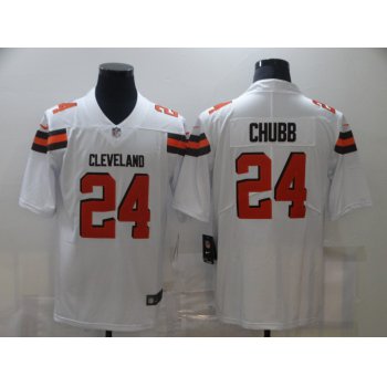 Nike Browns 24 Nick Chubb White Vapor Untouchable Limited Jersey