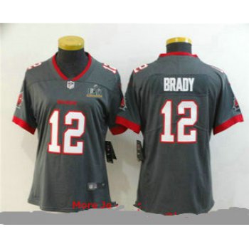 Women's Tampa Bay Buccaneers #12 Tom Brady Grey 2021 Super Bowl LV Vapor Untouchable Stitched Nike Limited NFL Jersey