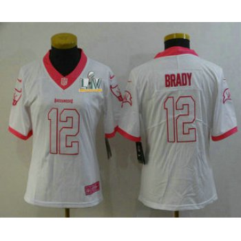 Women's Tampa Bay Buccaneers #12 Tom Brady White Pink 2021 Super Bowl LV Color Rush Fashion NFL Nike Limited Jersey
