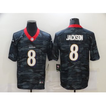 Men's Baltimore Ravens #8 Lamar Jackson 2020 Camo Limited Stitched Nike NFL Jersey