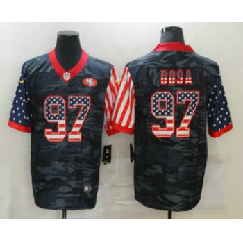 Men's San Francisco 49ers #97 Nick Bosa USA Camo 2020 Salute To Service Stitched NFL Nike Limited Jersey