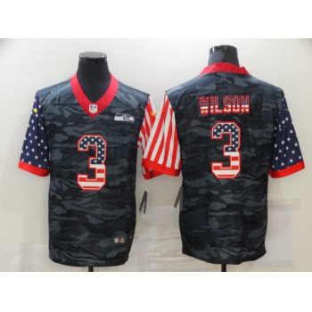 Men's Seattle Seahawks #3 Russell Wilson USA Camo 2020 Salute To Service Stitched NFL Nike Limited Jersey