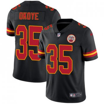 Nike Kansas City Chiefs #35 Christian Okoye Black Men's Stitched NFL Limited Rush Jersey