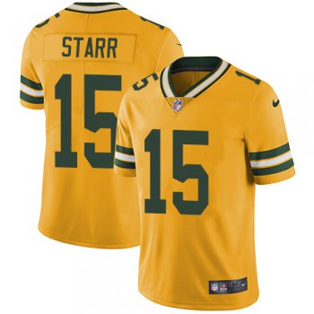Nike Green Bay Packers #15 Bart Starr Yellow Men's Stitched NFL Limited Rush Jersey