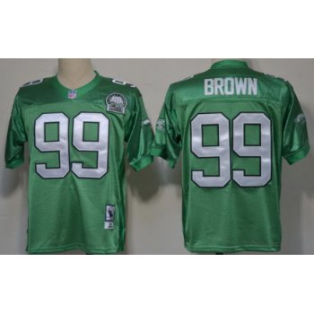 Philadelphia Eagles #99 Jerome Brown Light Green Throwback 99TH Jersey