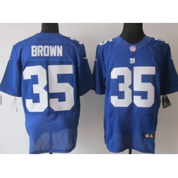 Nike New York Giants #35 Andre Brown Blue Elite Jersey
