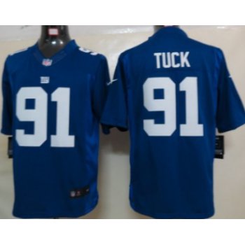Nike New York Giants #91 Justin Tuck Blue Limited Jersey