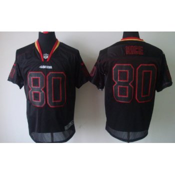 Nike San Francisco 49ers #80 Jerry Rice Lights Out Black Elite Jersey