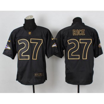 Nike Baltimore Ravens #27 Ray Rice 2014 All Black/Gold Elite Jersey