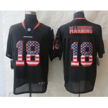 Nike Denver Broncos #18 Peyton Manning 2014 USA Flag Fashion Black Elite Jersey