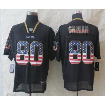 Nike New Orleans Saints #80 Jimmy Graham 2014 USA Flag Fashion Black Elite Jersey