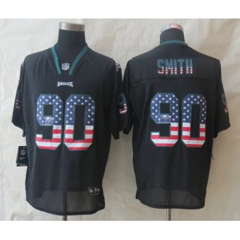 Nike Philadelphia Eagles #90 Marcus Smith 2014 USA Flag Fashion Black Elite Jersey