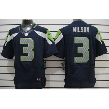 Nike Seattle Seahawks #3 Russell Wilson Navy Blue Elite Jersey