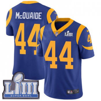 #44 Limited Jacob McQuaide Royal Blue Nike NFL Alternate Youth Jersey Los Angeles Rams Vapor Untouchable Super Bowl LIII Bound