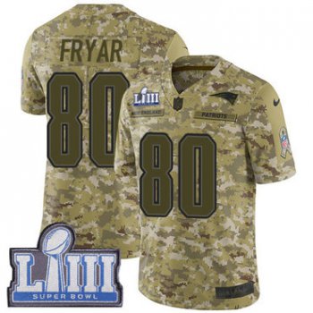 #80 Limited Irving Fryar Camo Nike NFL Youth Jersey New England Patriots 2018 Salute to Service Super Bowl LIII Bound