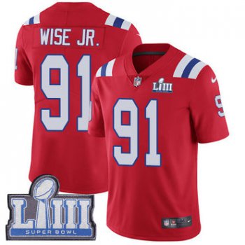 #91 Limited Deatrich Wise Jr Red Nike NFL Alternate Youth Jersey New England Patriots Vapor Untouchable Super Bowl LIII Bound