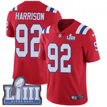 #92 Limited James Harrison Red Nike NFL Alternate Youth Jersey New England Patriots Vapor Untouchable Super Bowl LIII Bound