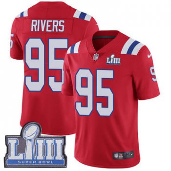 #95 Limited Derek Rivers Red Nike NFL Alternate Youth Jersey New England Patriots Vapor Untouchable Super Bowl LIII Bound