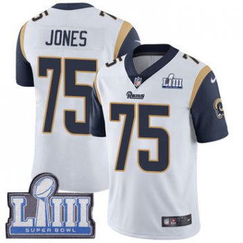 Youth Los Angeles Rams #75 Deacon Jones White Nike NFL Road Vapor Untouchable Super Bowl LIII Bound Limited Jersey