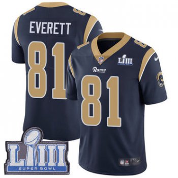 Youth Los Angeles Rams #81 Limited Gerald Everett Navy Blue Nike NFL Home Untouchable Super Bowl LIII Bound Limited Jersey