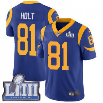 Youth Los Angeles Rams #81 Limited Torry Holt Royal Blue Nike NFL Alternate Vapor Untouchable Super Bowl LIII Bound Limited Jersey