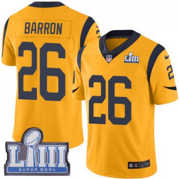 #26 Limited Mark Barron Gold Nike NFL Youth Jersey Los Angeles Rams Rush Vapor Untouchable Super Bowl LIII Bound
