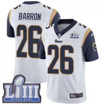 #26 Limited Mark Barron White Nike NFL Road Youth Jersey Los Angeles Rams Vapor Untouchable Super Bowl LIII Bound