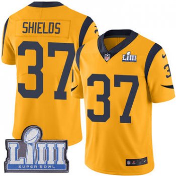 #37 Limited Sam Shields Gold Nike NFL Youth Jersey Los Angeles Rams Rush Vapor Untouchable Super Bowl LIII Bound