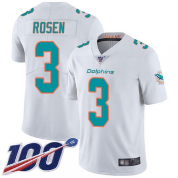 Dolphins #3 Josh Rosen White Men's Stitched Football 100th Season Vapor Limited Jersey