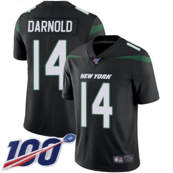 Jets #14 Sam Darnold Black Alternate Men's Stitched Football 100th Season Vapor Limited Jersey