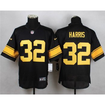 Men's Pittsburgh Steelers #32 Franco Harris Black With Yellow Retired Player Nike NFL Elite Jersey