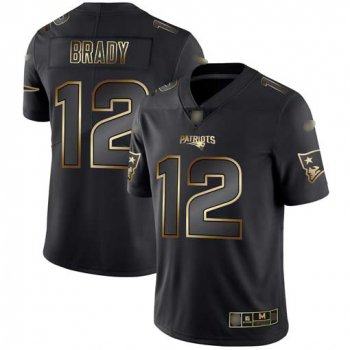 Patriots #12 Tom Brady Black Gold Men's Stitched Football Vapor Untouchable Limited Jersey