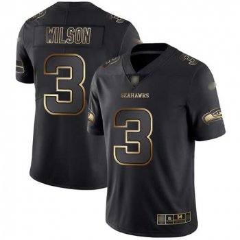 Seahawks #3 Russell Wilson Black Gold Men's Stitched Football Vapor Untouchable Limited Jersey