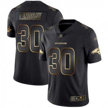 Broncos #30 Phillip Lindsay Black Gold Men's Stitched Football Vapor Untouchable Limited Jersey