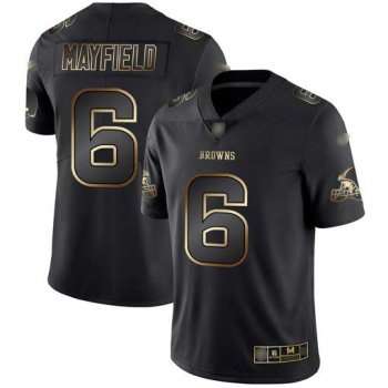 Browns #6 Baker Mayfield Black Gold Men's Stitched Football Vapor Untouchable Limited Jersey