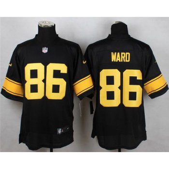 Men's Pittsburgh Steelers #86 Hines Ward Black With Yellow Nike Retired Player NFL Elite Jersey