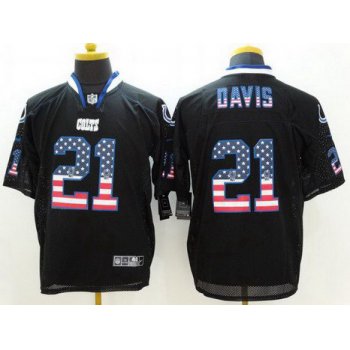 Men's Indianapolis Colts #21 Vontae Davis Black USA Flag Fashion NFL Nike Elite Jersey