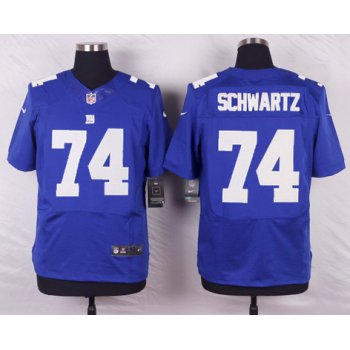 Men's New York Giants #74 Geoff Schwartz Royal Blue Team Color NFL Nike Elite Jersey