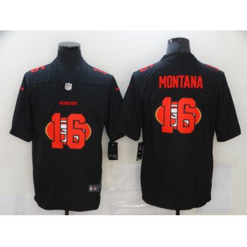 Men's San Francisco 49ers #16 Joe Montana Black 2020 Shadow Logo Vapor Untouchable Stitched NFL Nike Limited Jersey