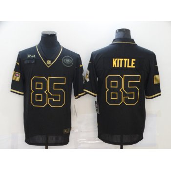 Men's San Francisco 49ers #85 George Kittle Black Gold 2020 Salute To Service Stitched NFL Nike Limited Jersey
