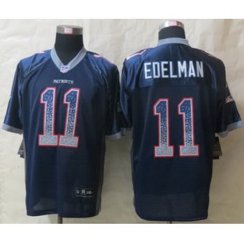 Nike New England Patriots #11 Julian Edelman Drift Fashion Blue Elite Jersey