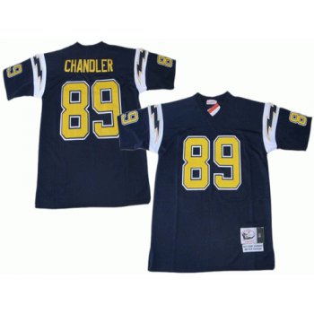 San Diego Chargers #89 Wes Chandler Dark Blue Throwback Jersey