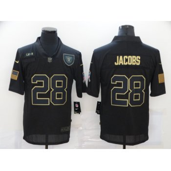 Men's Las Vegas Raiders #28 Josh Jacobs Black 2020 Salute To Service Stitched NFL Nike Limited Jersey