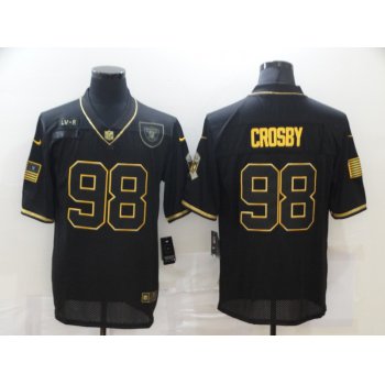 Men's Las Vegas Raiders #98 Maxx Crosby Black Gold 2020 Salute To Service Stitched NFL Nike Limited Jersey
