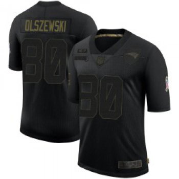 Men's New England Patriots #80 Gunner Olszewski Limited Black 2020 Salute To Service Jersey