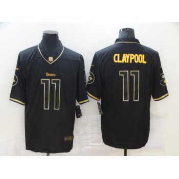 Men's Pittsburgh Steelers #11 Chase Claypool Black 100th Season Golden Edition Jersey