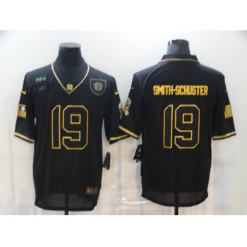Men's Pittsburgh Steelers #19 JuJu Smith-Schuster Black Gold 2020 Salute To Service Stitched NFL Nike Limited Jersey